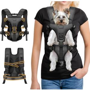 YUDODO Front Pet Carrier Backpack for Small Dogs and Cats, Secure and Breathable Mesh, Ergonomic Support, Adjustable for Walking, Hiking, or Travel (Black S)