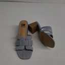SM New York NWB Ina Denim Block Heel Sandals Open Toe Slip-On‎ Neutral Shoes
7