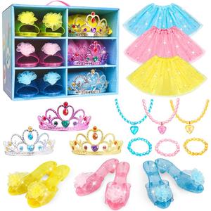 Meland Princess Dress Up Clothes for Toddlers with Skirts, Shoes, Crown & Play Jewelry, Princess Toys for Girls Age 3,4,5,6 Year Old, Little Girls Gift Idea for Birthday Christmas (Yellow)