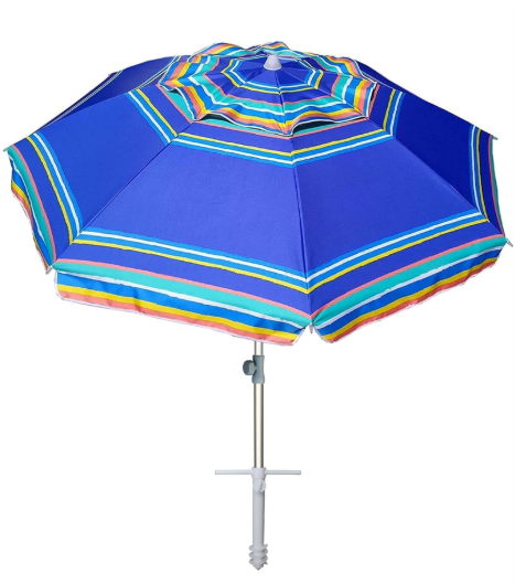 AMMSUN 7ft Heavy Duty High Wind Beach Umbrella Parasols with Sand Anchor Vent Tilt UPF 50+ Sun Protection Portable Outdoor Sunshade Umbrellas Carry Bag for Patio Garden Pool Backyard Blue