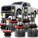 Compatible For 2023-2025 Ford F250 F350 F450 F550 XL XLT Super Duty High/Low Beam Fog Light Bulbs Kit, 600% Brightness 6500K White, Plug-N-Play, Pack of 6
