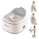 3 in 1 Potty Training Toilet, Dinosaur Toddler Potty Training Seat for Boys Girls with Comfortable Cushion, Easy-to-Clean and Anti-slip Potty Training Step Stool for Toilet (Gray)