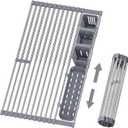 Expandable Roll Up Dish Drying Rack, 304 Stainless Steel Over The Sink Dish Drainer Rack, Foldable Rollable Kitchen Sink Rack with 2 Removable Utensil Holder 12.59-12.59to 23.22