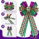 2 Pcs Mardi Gras Bows for Wreaths Decorations,12x20 Large Glitter Tree Topper Bow Decor for Holiday Party Wall Home Front Door Float Golf Cart Gold Green Purple
