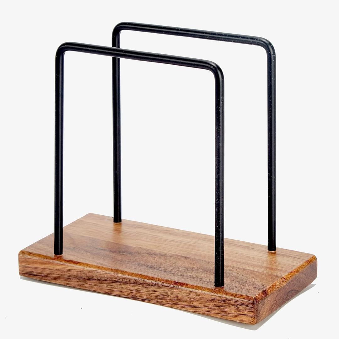 Acacia Wood Napkins Holder with Metal Wire, Standing Napkin Holder for Table, Kitchen & Dining Room Dcor