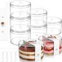 Blushtier 25 Pack Dessert Cups with Lids and Sporks Stickers, Clear Reusable Tiramisu Containers Parfait Cups for Cookie, Macaron, Pudding, Mousse, Fruit (3.94 x 2.36 Inch,Round)