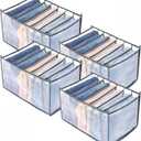 TIGARI Wardrobe Clothes Organizer, Drawer Organizer for Clothing, Closet Organizers and Storage, Drawer Dividers for Clothes, Mesh Separation Box for Thin Jeans, Trousers, T-shirts, Skirts (Thin Jeans 7 Grids-4Pcs)