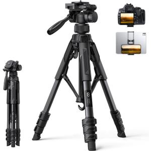 Lamicall Camera Tripod - 17.6LBS Max Load Tripod for Camera with Rapid Leg Deployment Phone Tripods for Video Recording Photo Vlog, 67" Camera Stand with Phone Holder & Carry Bag for DSLR iPhone GoPro (Black)