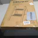 HBTower Step Ladder, Step Ladder Folding Step Stool, Portable Sturdy Steel Ladder Stool for Adults with Wide Pedals Home Outdoor Kitchen, White