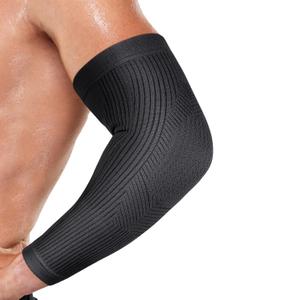 Elbow Compression Sleeve - Soft Tennis & Golfers Elbow Brace for All Day Comfort, Full Arm Coverage for Complete Support, Medium