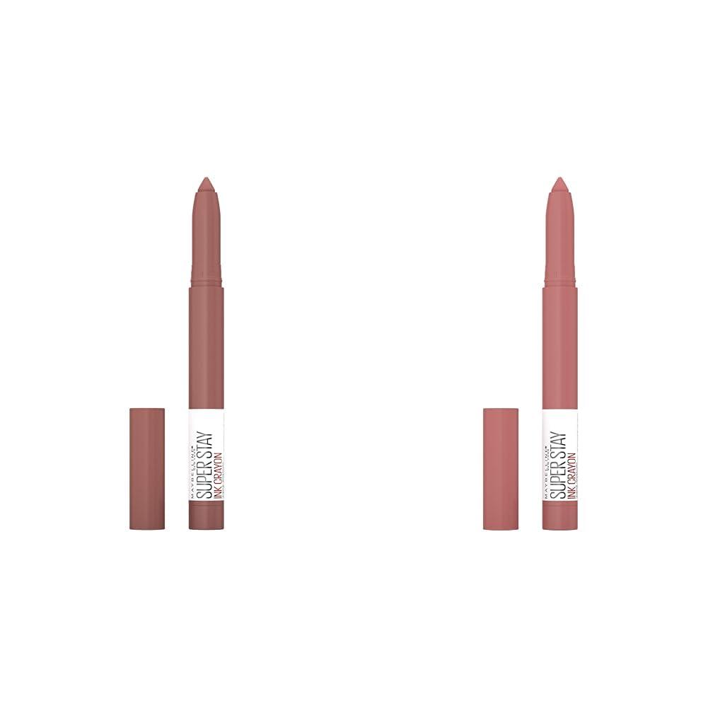 MAYBELLINE Super Stay Ink Crayon Lipstick Makeup Bundle with Built-in Sharpener, Long Lasting Matte Lip Color, 2 Count