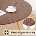 misaya Round Fitted Tablecloth with Elastic Edge, 100% Waterproof Oil Proof Plastic Table Cover, Vinyl Flannel Backed Tablecloth Fits 36"-44" Round Tables for Dinner, Outdoor, Picnic, Oak Wooden Grain