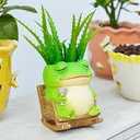 Saysmile Unique Owl Plant Pots Indoor, Cute Small Succulent Pots with Drainage Hole, Rocking Chair Planters for Outdoor Indoor Plants, Resin Flower Pot for String of Pearls, Gift Ideas for Mother