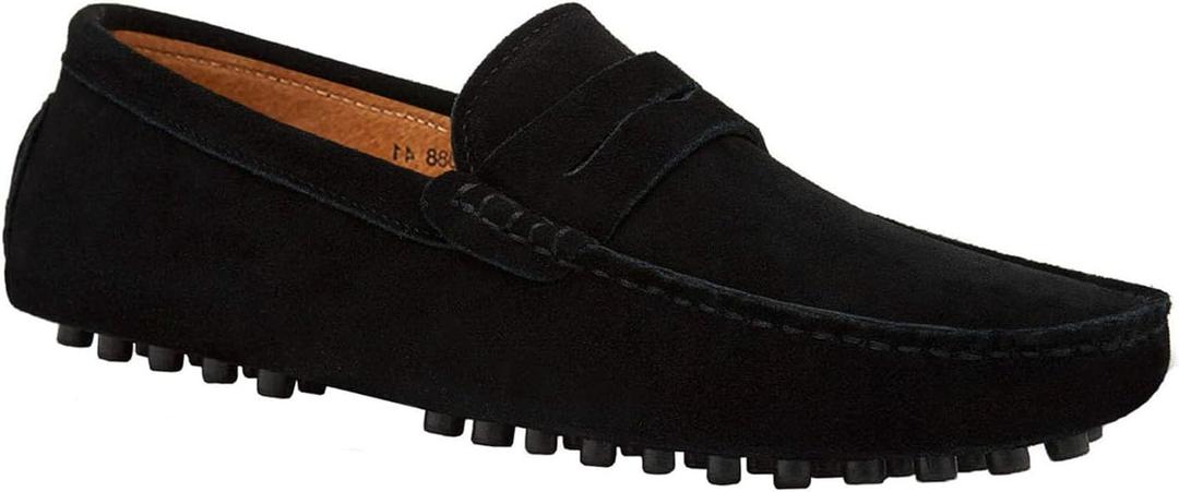 JIONS Mens Driving Penny Loafers Suede Moccasins Slip On Casual Dress Boat Shoes (8.5)