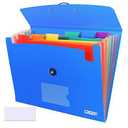 CASAON 7 Pocket Accordian File Folders, Expanding File Folder A4 Letter Size Paper Portable Document Organizer-Blue