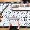 108 x 54 Inch Music Themed Party Decorations Disposable Musical Notes Tablecloth Plastic Table Cover Birthday Jazz Rock Party Decoration Supplies(3 Pieces)