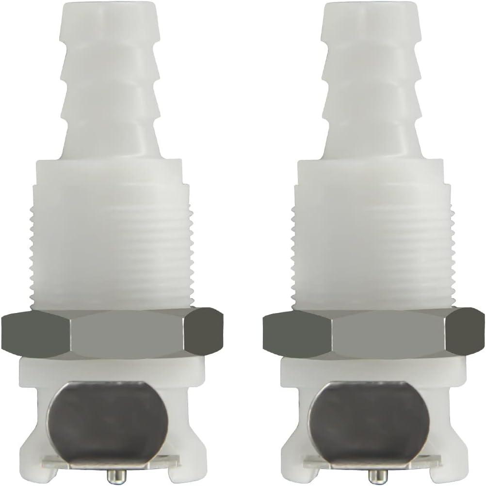 2PCS 1/4" 3/8" 5/16" Plastic Tube in-line Hose Quick Connector with Shut-Off valve, Panel Mounting Quick Disconnect Coupling,Female Quick Connect Barbed Fittings (2x Female Connector)