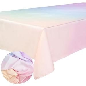 Xo, Fetti Pastel Gradient Washable Tablecloth - 9 ft. | Birthday Party Decorations, Bachelorette Party Supplies, Rainbow Baby Shower, Pastel Preppy, Tableware