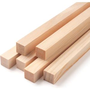 Square Wooden Dowel Rods, 6 PCS 3/4" x 12" Square Wood Dowel Rods Wooden Sticks for Crafts, Unfinished Hardwood Sticks Wood Strips for Woodworking, Crafting, Arts and DIYers, Home Decor, Model Making