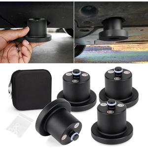4 Pack Jack Pucks with Storage Case,Heavy Duty Floor Jack Lifting Jack Pad Lift Point Adapter Compatible with Rivian R1T R1S Accessories(Black,Magnetic Base Design)