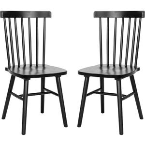 Flash Furniture Ingrid Commercial Windsor Solid Wood Dining Room Chairs, Modern Armless Dining Chairs for Kitchens and Restaurants, Set of 2, Black