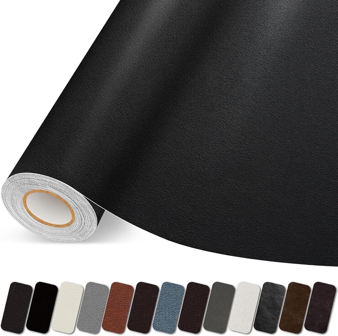 Leather Repair Patch, 35X79 Inch Self Adhesive Leather Repair Tape, Large Vinyl Patch Kit for Couches, Sofa, Furniture, Car Seats, Office Chairs, Cabinets, Handbags（Black, 35X79 Inch）