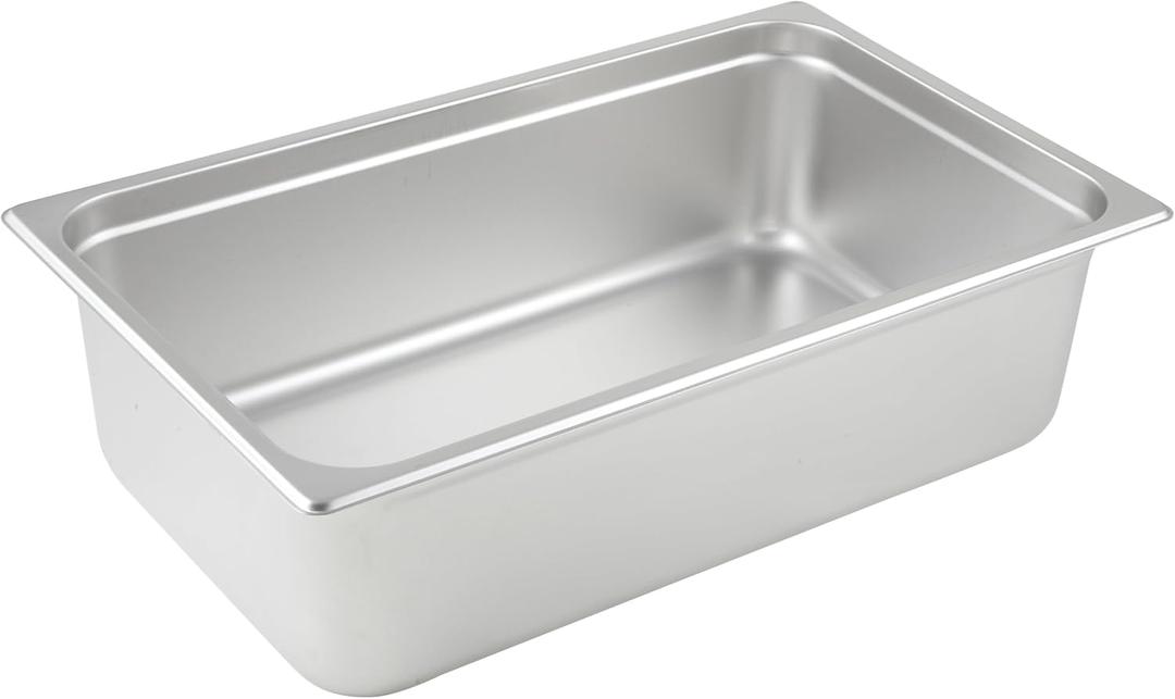 Winco Full Size 6" Deep Stainless Steel Steam Pan/Hotel Pan, Anti-Jam