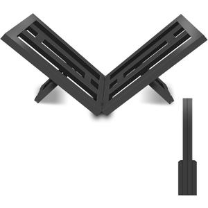 Firewood Rack Indoor Outdoor, Portable Wood Log Rack, Black Steel Fireplace Log Holder, Heavy Duty Firewood Stand for Fireplace/Firepit