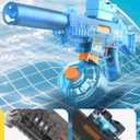 2-Pack Electric Water Guns for Kids & Adults -Automatic Water Gun Squirt Guns with LED Light, 32Ft Long-Distance Stream for Summer Outdoor Pool Beach Party Toys (Cool Black & Bright Blue)