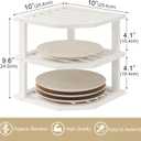 VERTORGAN 3 Tier Bamboo Corner Shelf(2 Pack),Dish Drying Rack,Plate Organizer,Kitchen Spice Rack for Countertop and Cabinet(White)
