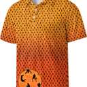 Party Mens Golf Shirt Print Short Sleeve Moisture Wicking Funny Sport Performance Polo Shirts for Men (Orange, XL)