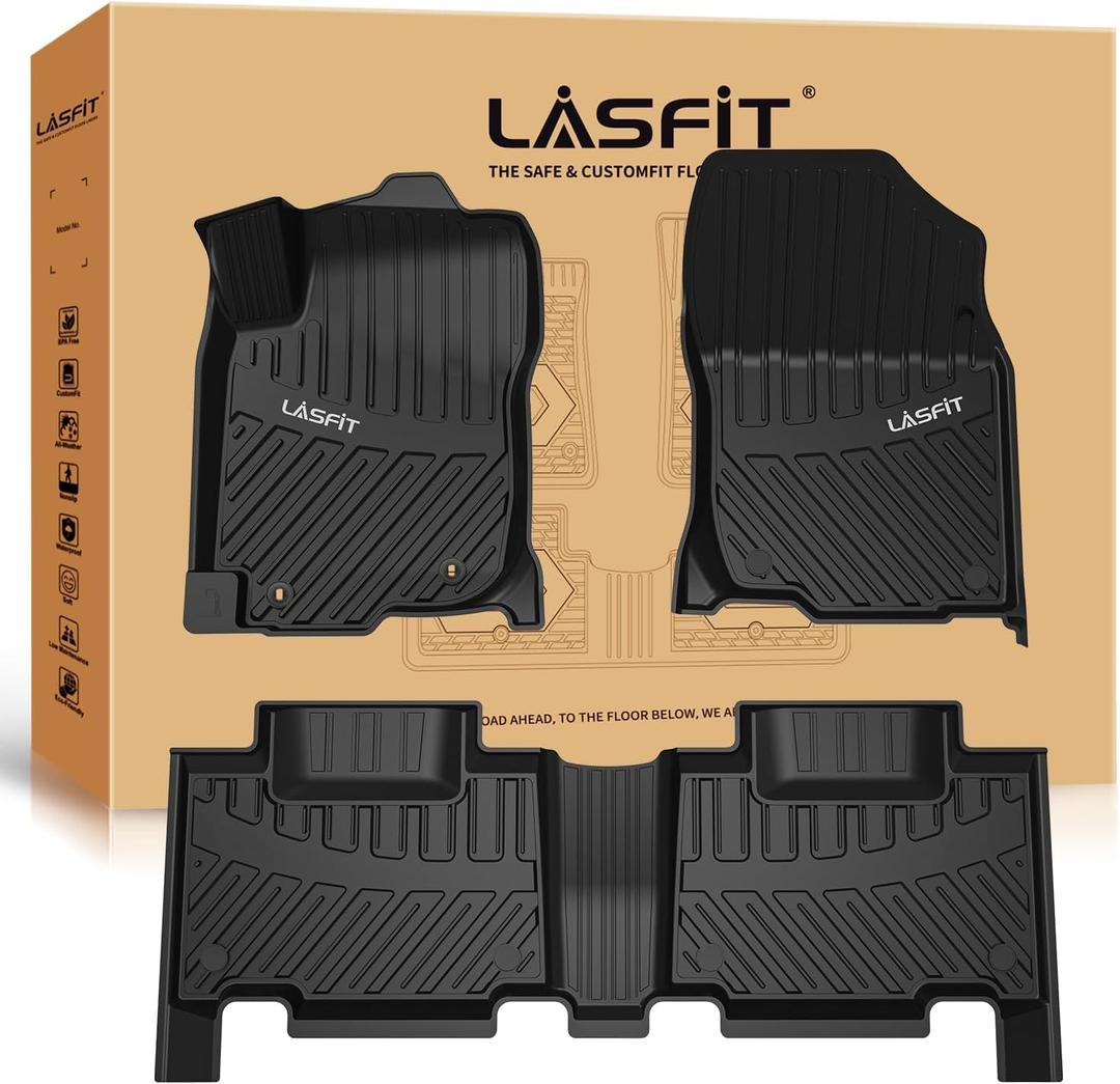 LASFIT Floor Mats for Toyota RAV4 2013-2018(Not Fit Hybrid) All Weather TPE Mats Custom Fit Floor Liner for Toyota RAV 4 LE/XLE/SE/Limited/Adventure Front and Rear 2 Row Car Mats,Black