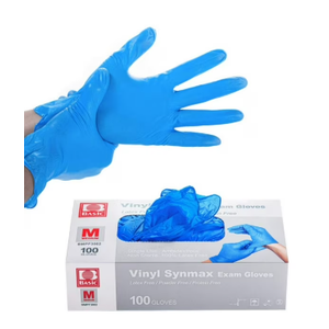 10 Packs Basic Medical Synmax Vinyl Exam Gloves - Latex-Free & Powder-Free - Medium, BMPF-3001 (Count of 1000) 