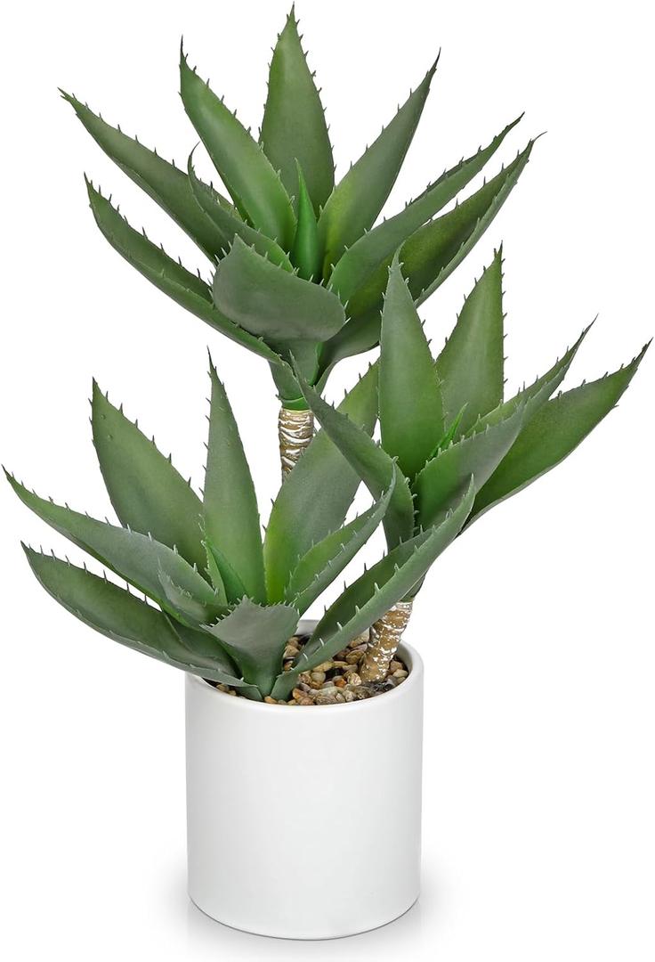 Hollyone Large Artificial Agave Plants Fake Three-Head Agave Succulent Plant Potted 17" Faux Plant Succulent Aloe Vera Plants Indoor for Desk Modern Home Decor Hollyone Large Artificial Agave Plants Fake Three-Head Agave Succulent Plant Potted 17" Faux Plant Succulent Aloe Vera Plants Indoor for Desk Modern Home Decor