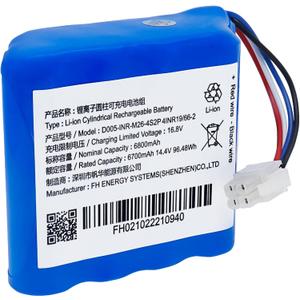 Fanhua Replacement Battery Compatible with Narwal T10 J1 J2 YJCC010 YJCC003 YJCC001 Robot Vacuum Cleaner 14.4V 6800mAh Li-ion Battery