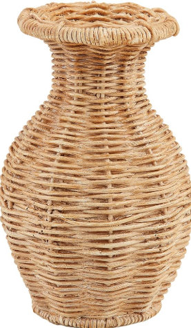Mud Pie Flared Resin Basket Weave Vase; 6" x 4 1/2" Dia 