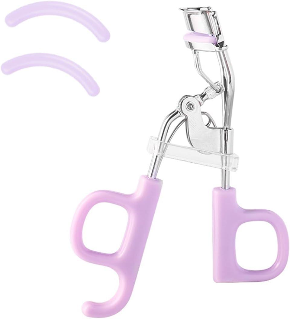 Eyelash Curler for Women - Gentle & Pain-Free Lash Curler with Comfort Finger Grips, Fits All Eye Shapes & Sizes, Includes 2PCS Silicone Replacement Pads for Long-Lasting Lashes (Purple)