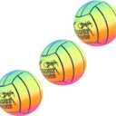 Garneck 3 Pcs Elastic Rainbow Balls PVC Beach Play Balls for Indoor Outdoor Fun Games and Activities Random Pattern