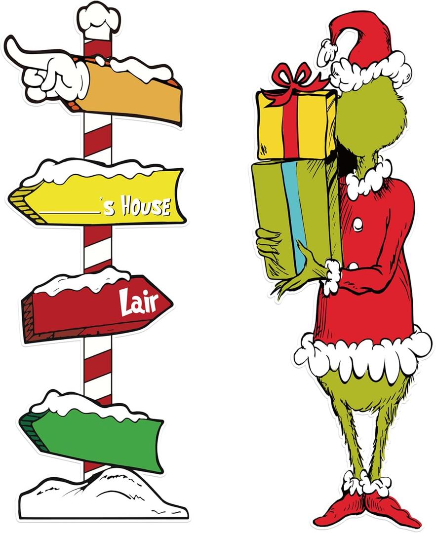 47in Christmas Yard Signs Decorations Outdoor with 2 Fairy String Light, Xmas Decor Outside for Holiday Yard Fence Garden Lawn(Style7)