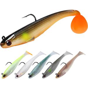 TRUSCEND Easy Catch Pre-Rigged Soft Lures, Unique Vibrating Swim Action and Trembly Sinking Move for More Bites, Amazing Soft Swimbait for Family Fishing, Fishing Lures for Bass Trout Crappie Walleye (3.5",0.45oz)