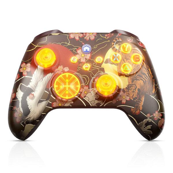 Dinosoo RGB Wireless Controller for Xbox Series X/S, Xbox One, PC, Dual Vibration TURBO Function 3.5mm Headphone Jack Macro Function Tiger Crane - Upgrading with a PC before connecting to Xbox