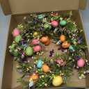 20 Inch Easter Wreaths for Front Door with Colorful Eggs, Artificial Eggs Door Wreath, Easter Decorations fo Home Wall Window Indoor Outdoor Spring Holiday Decor