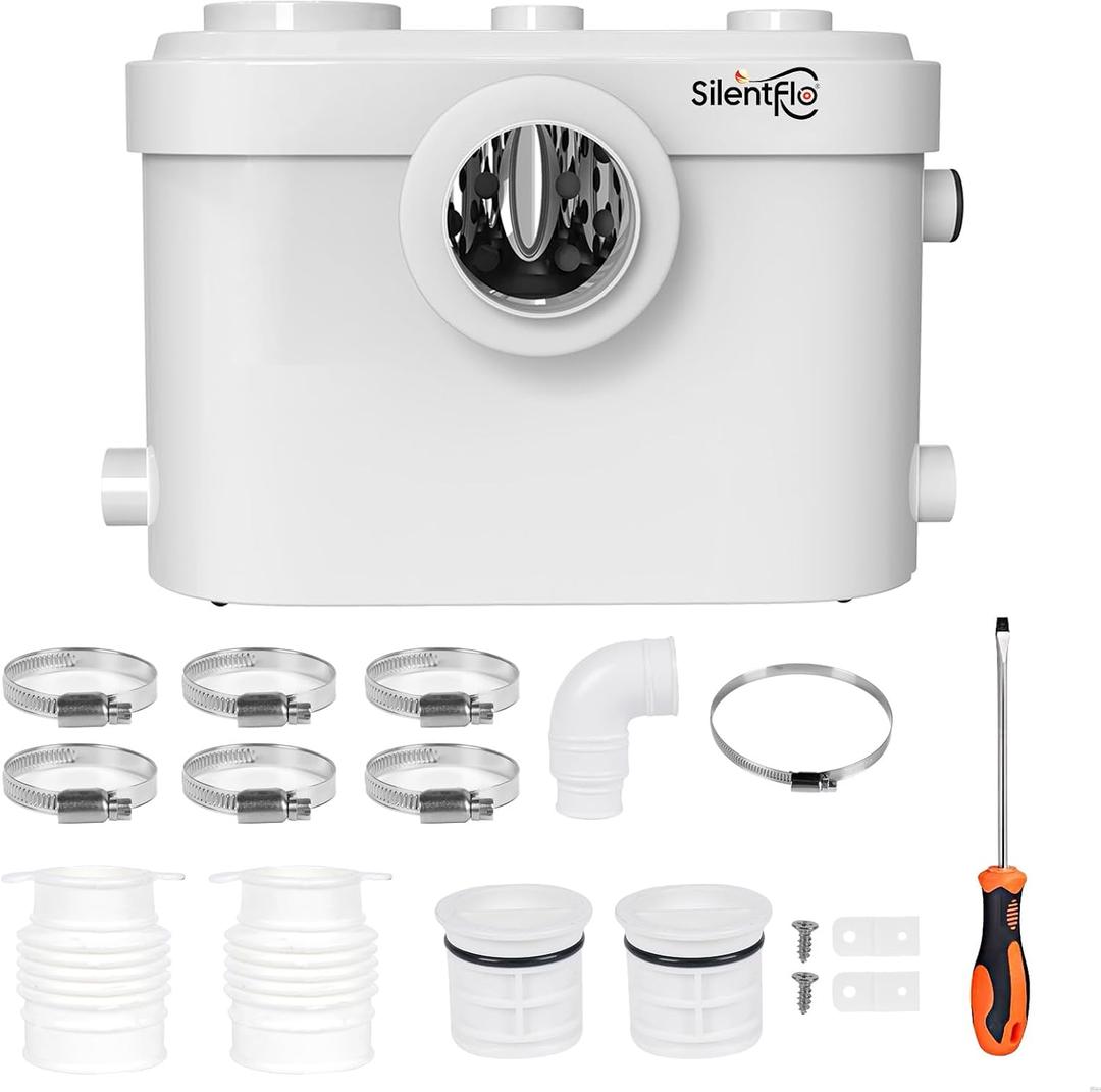 750W Macerator Pump, Advanced Grinding Upflush System, Macerating Toilet Sewerage Pump for Basement, Sink, Toilet, Laundry, Kitchen