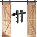 EaseLife 8 FT Double Door Sliding Barn Door Hardware Track Kit,Straight Pulley,Heavy Duty,Slide Smoothly Quietly,Easy Install (8FT Track Kit for Double 24" Wide Door)