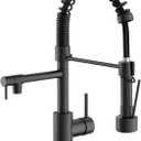 Kitchen Faucet with Pull Down Sprayer, Commercial Industrial Modern Single Handle Spring Copper Faucets for Kitchen Sink (Black)
