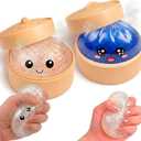 Lemoneon Glitter Dumpling Squishy Mystery Box 2 Pcs - 2026 Upgraded Dumplings Squishes for Adults Teens Squeeze Easter Basket Stuffers & Stocking Stuff Smiling White and Sad Blue