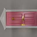 Yardwe Mini Wooden Fairy Door with Spire Design, 1:12 Scale Dollhouse Accessories for Decoration, Pink Door with Key for Christmas, Birthday, Wedding, and Fairy Party