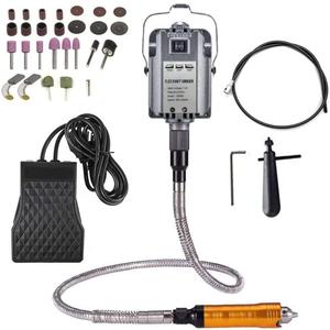 1200W Flex Shaft Grinder Rotary Tool Electric Hanging Carver, Forward and Reverse Rotation, Metalworking Jewelry Repair Kit, Foot Pedal Control, Metal Flexible Shaft, with Spare Inner Shaft