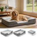 Orthopedic Extra Large Dog Bed with 2 Pack Removable Washable Covers - Soft Plush & Cooling Surface, Waterproof Dog Bed 44 Inch Pet Bed with Egg-Crate Foam and Non-Skid Bottom