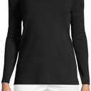 Lands' End Women's American-Grown Supima Cotton Fitted Long Sleeve Turtleneck (Medium, Black)